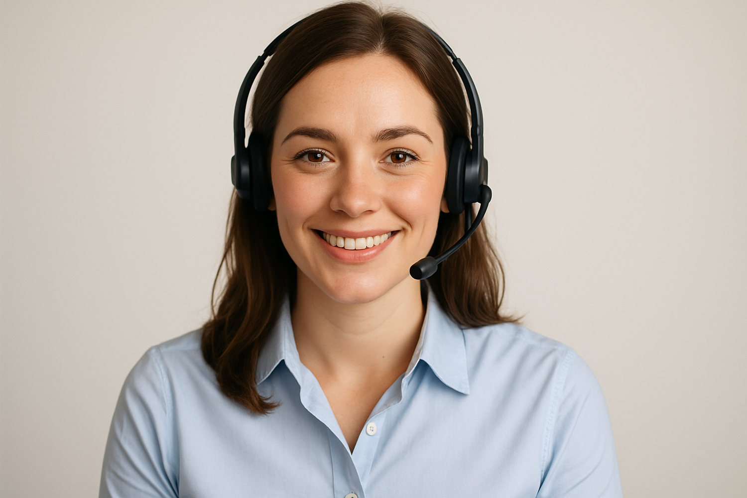 Un visuel ultra réaliste avec une jeune femme pour contact support client sur ma page d’accueil 
